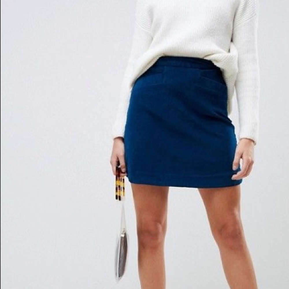 Vero Moda (via ASOS) dark blue corduroy mini skirt